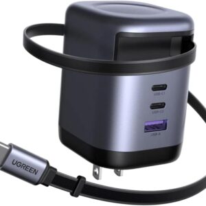cargador ugreen 100w gan con cable retractil USB-C
